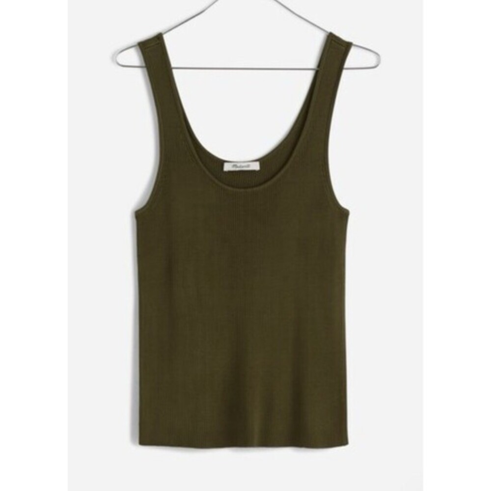 Madewell‎ Scoop Neck Sweater Tank in Worn Olive Size Large NEW w Defect - Picture 2 of 9